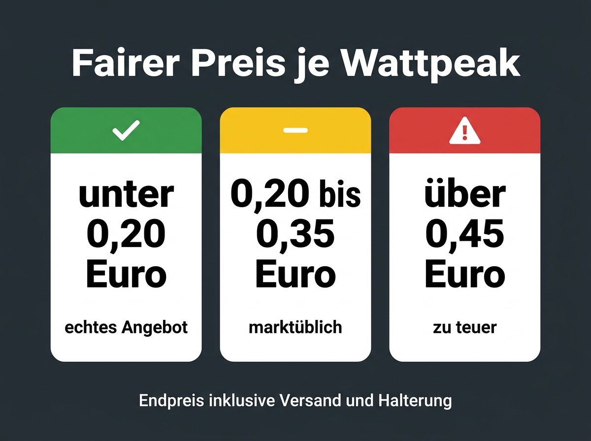 Infografik zum fairen Preis je Wattpeak bei einem Balkonkraftwerk