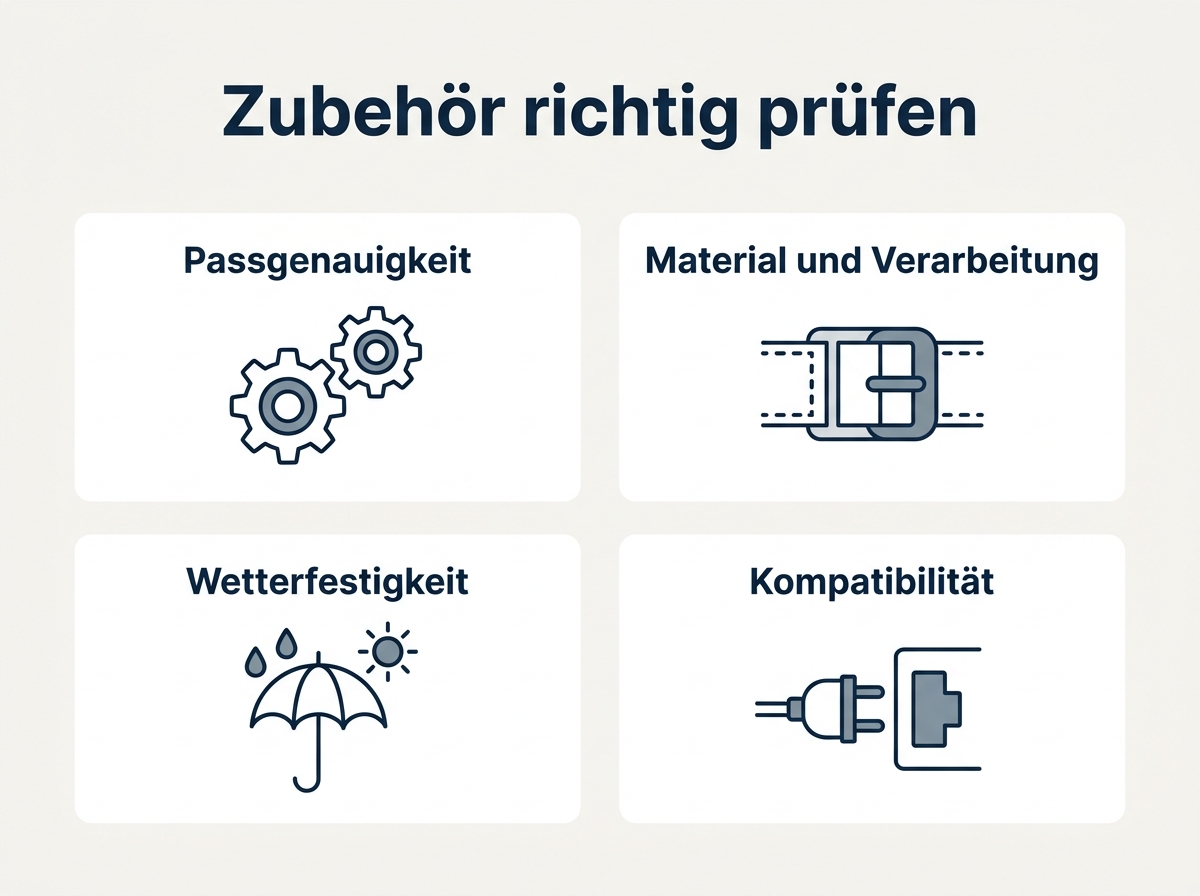 Infografik mit den Prüfpunkten für Halterungen und Adapter